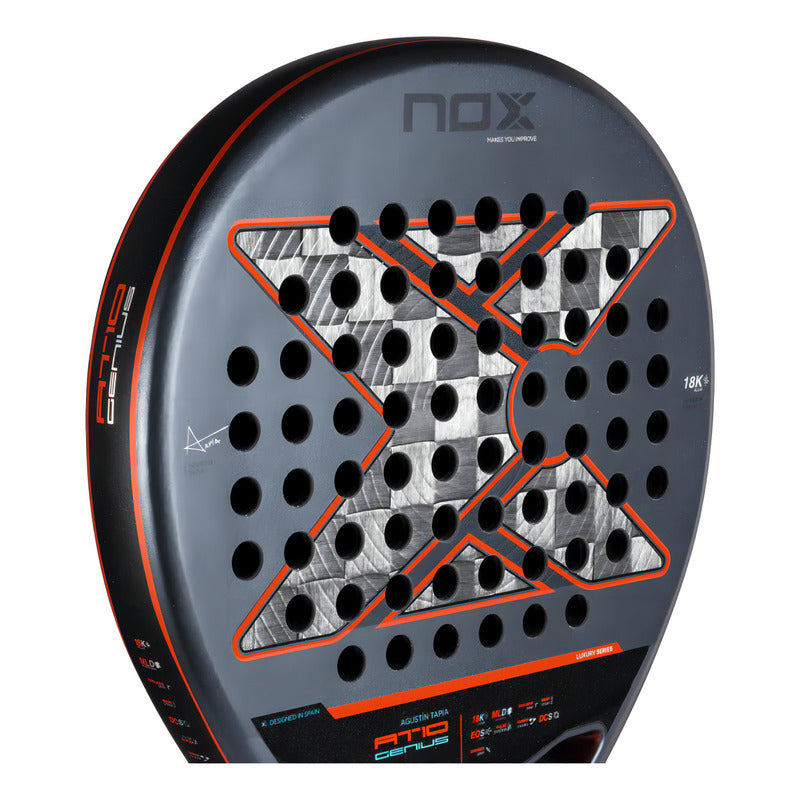 Pala De Pádel Nox At10 Genius 18k Agustín Tapia Color Gris Oscuro
