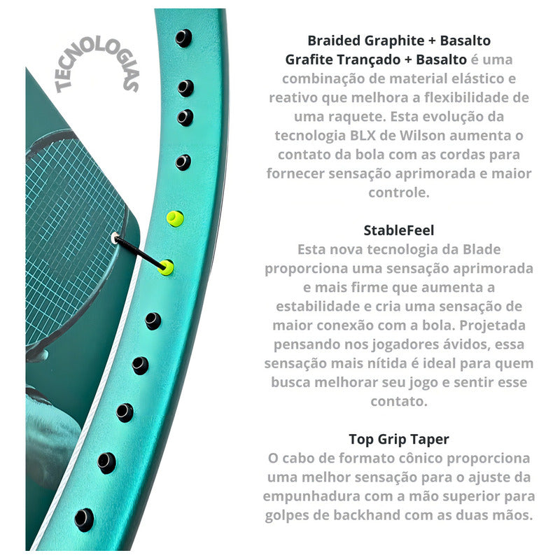 Raqueta Wilson Blade 98 V9 16x19 305 G Color Esmeralda Talla L2