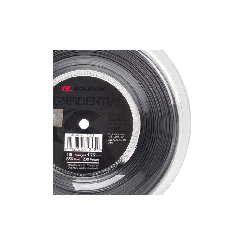 Rollo De Cuerda Solinco Confidential 1.25 - 200m Color Negro Espesor 1.25 Mm 125 Cm Plomo