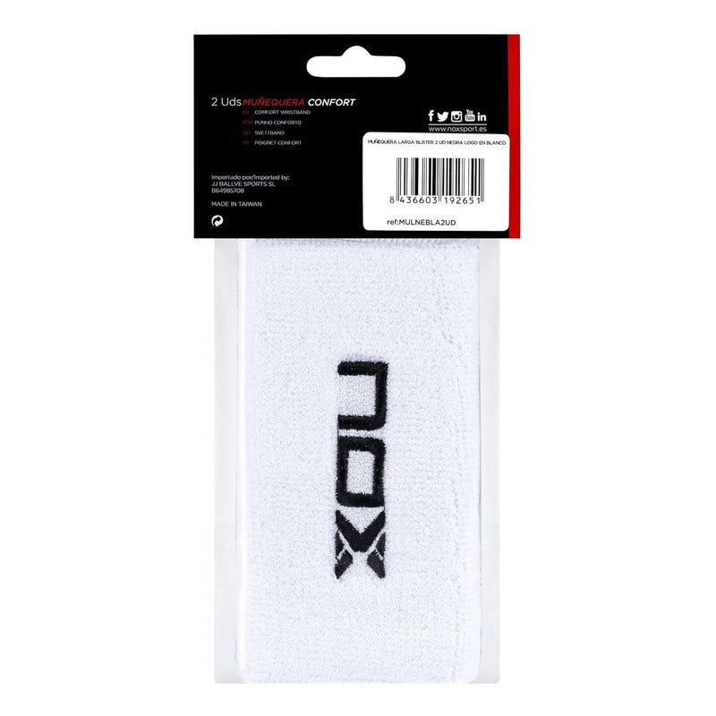 Muñequera Padel Nox Larga Logo Blanco Mulblneg2udbox