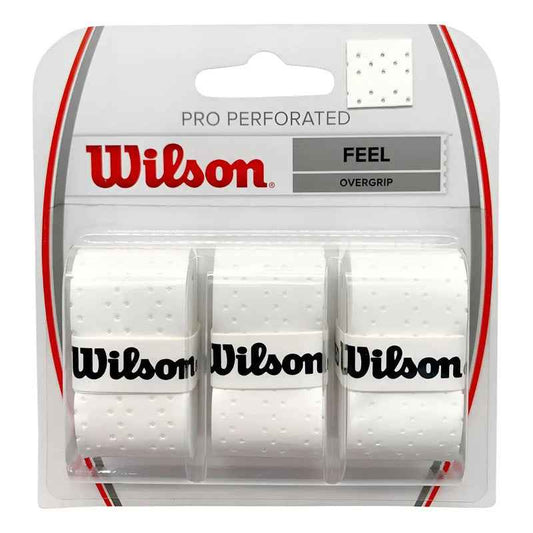 Pack X3 Wilson Pro Overgrip Perforado Cubregrip Tenis Padel Color Blanco
