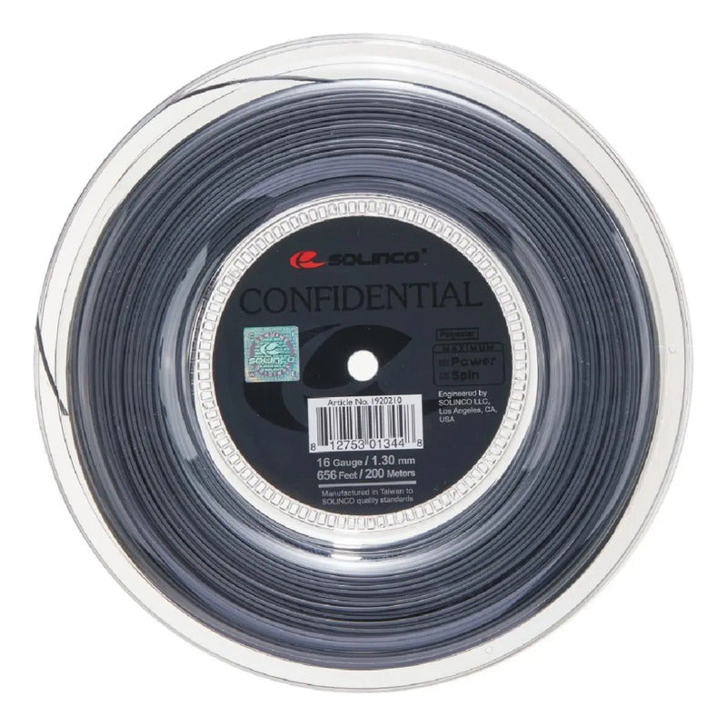 Set Individ. Cuerda Raqueta Tenis Solinco Confidential 1,30 Negro