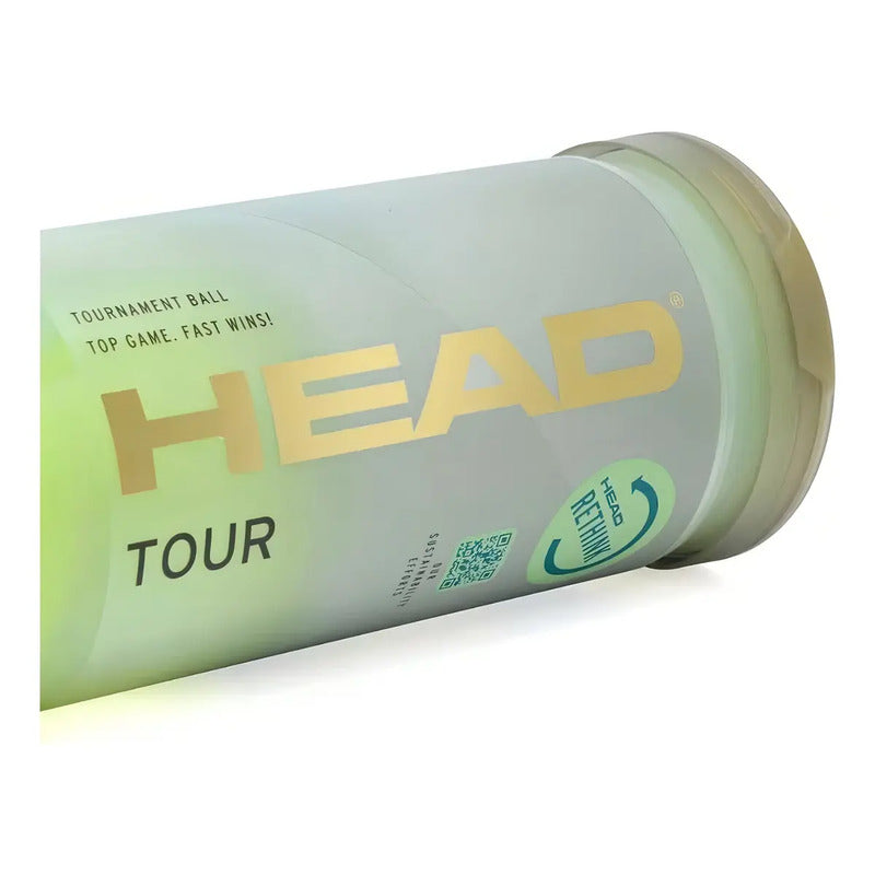 Pelota De Tenis Head Tour Tube Con 03 Pelotas Amarilla