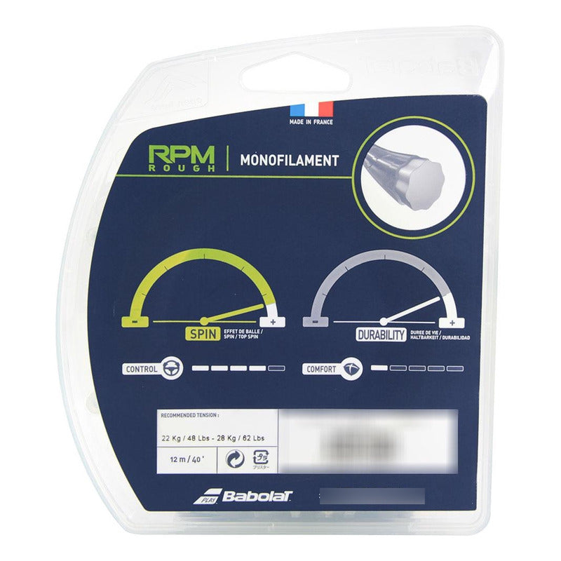 Cuerda Babolat Rpm Rough 17 L 1.25 Mm Amarilla - 12 Metros