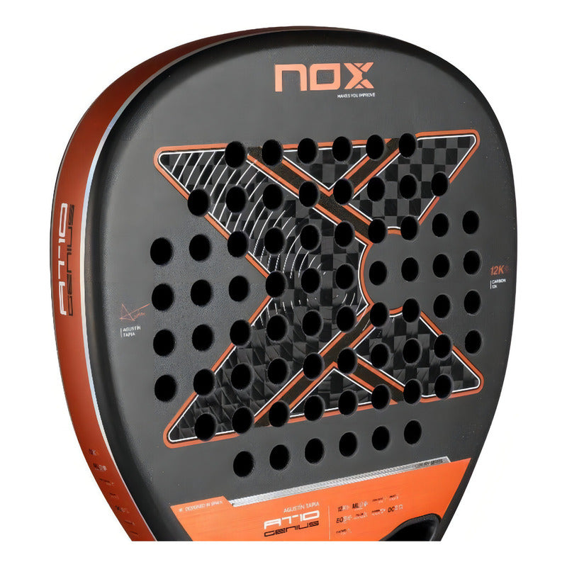 Pala Padel Nox At10 Genius Attack 12k Agustin Tapia Naranja