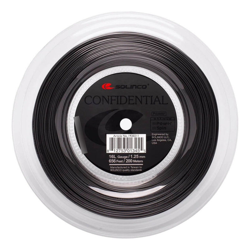Rollo De Cuerda Solinco Confidential 1.25 - 200m Color Negro Espesor 1.25 Mm 125 Cm Plomo