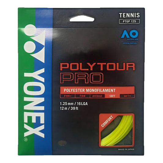 Juego De Cuerdas Yonex Poly Tour Pro De 12 M, Color Amarillo Grafito