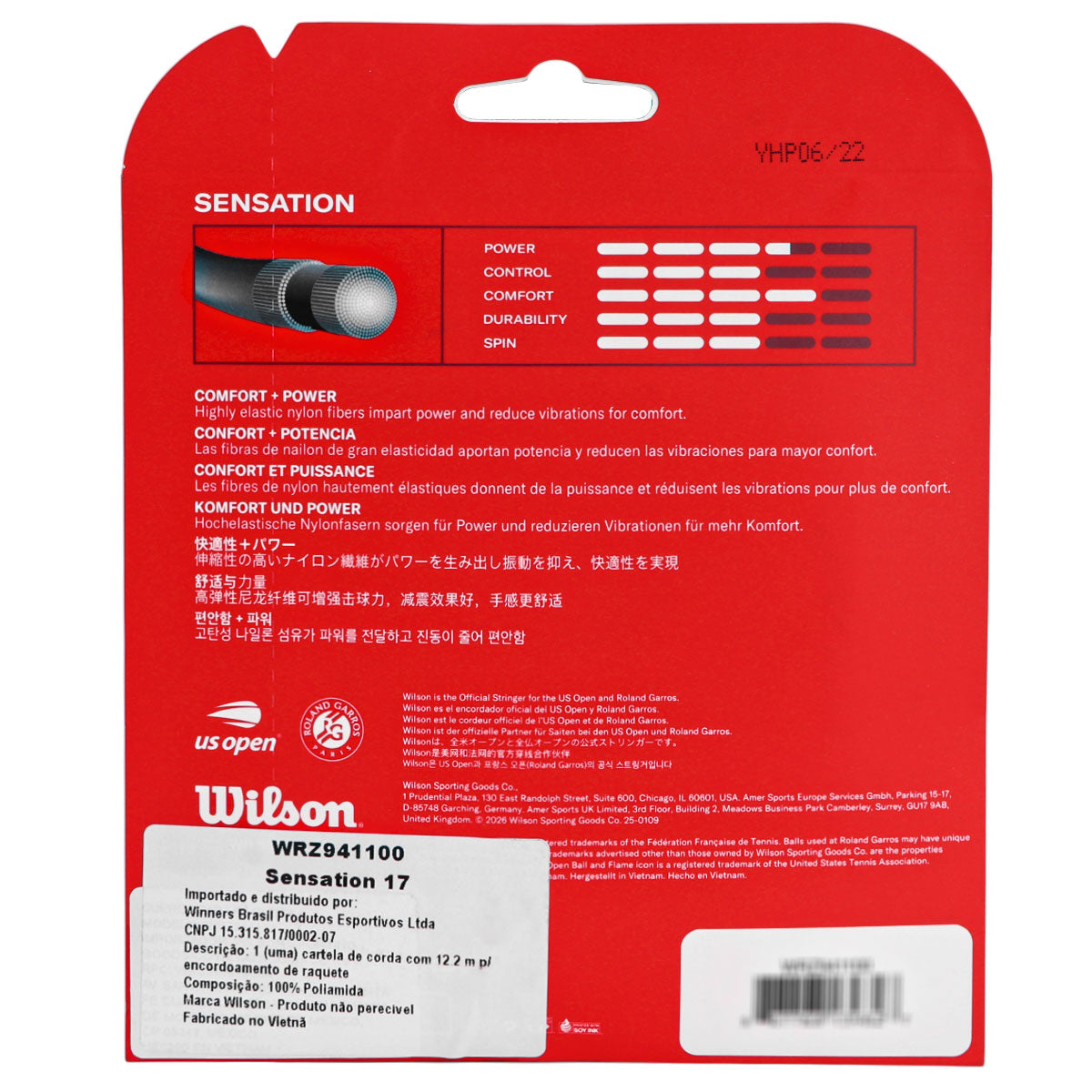 Set de Cuerdas Multifilamento Wilson Sensation 1,25mm 12.2m